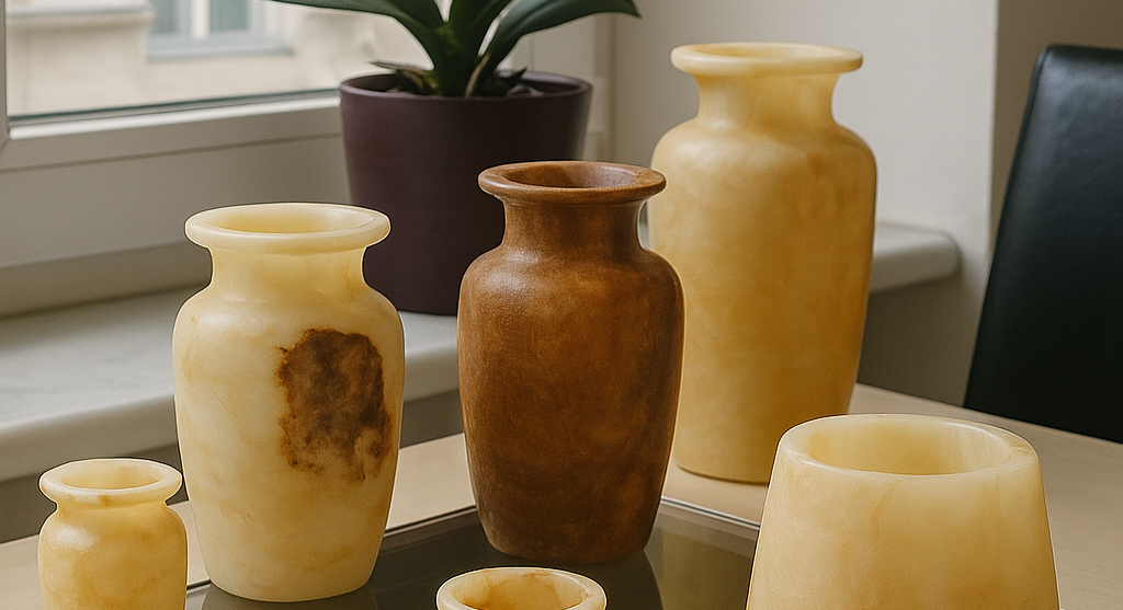 Handgefertigte Alabaster/Marmor Vase/Tischlampe/Dekoration